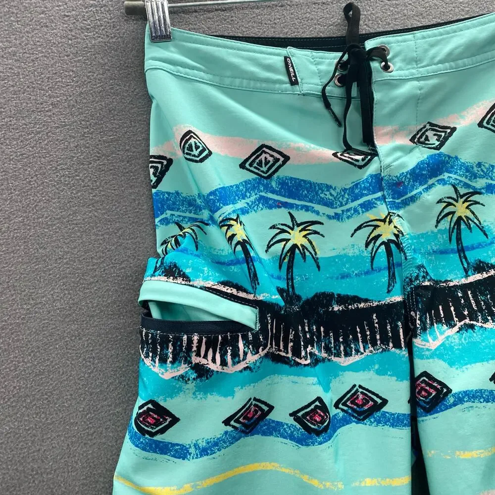 Oneill Hyperfreak Board Shorts Mens 29 Blue Swim Surf Pocket Beach Tropical